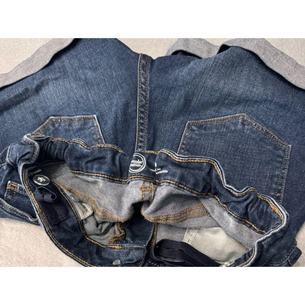 Wonder Nation Denim‎ Shorts Cuffed Dark Wash Adjustable Waist Girls Size 14